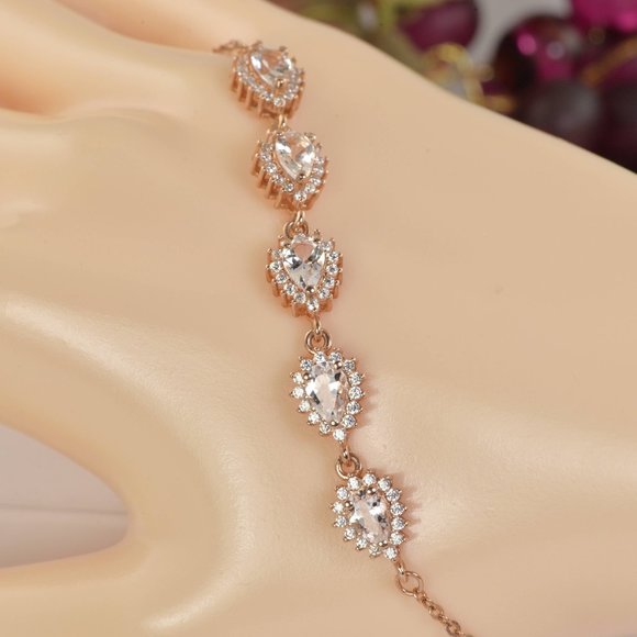 SunEE Jewelry Jewelry - Natural Morganite Bracelet, Solid 925 Silver 14k Rose Gold Bracelet